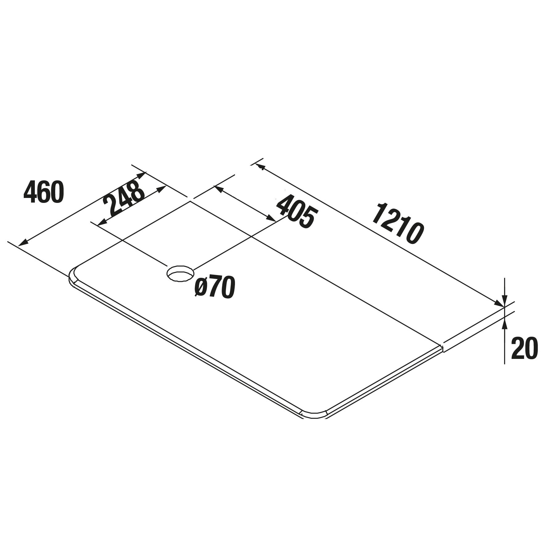 83942 SALGAR Столешница UNIIQ 1200 правая CALACATTA для верхней раковины 1210 x 22 x 460 мм  - Вид №2