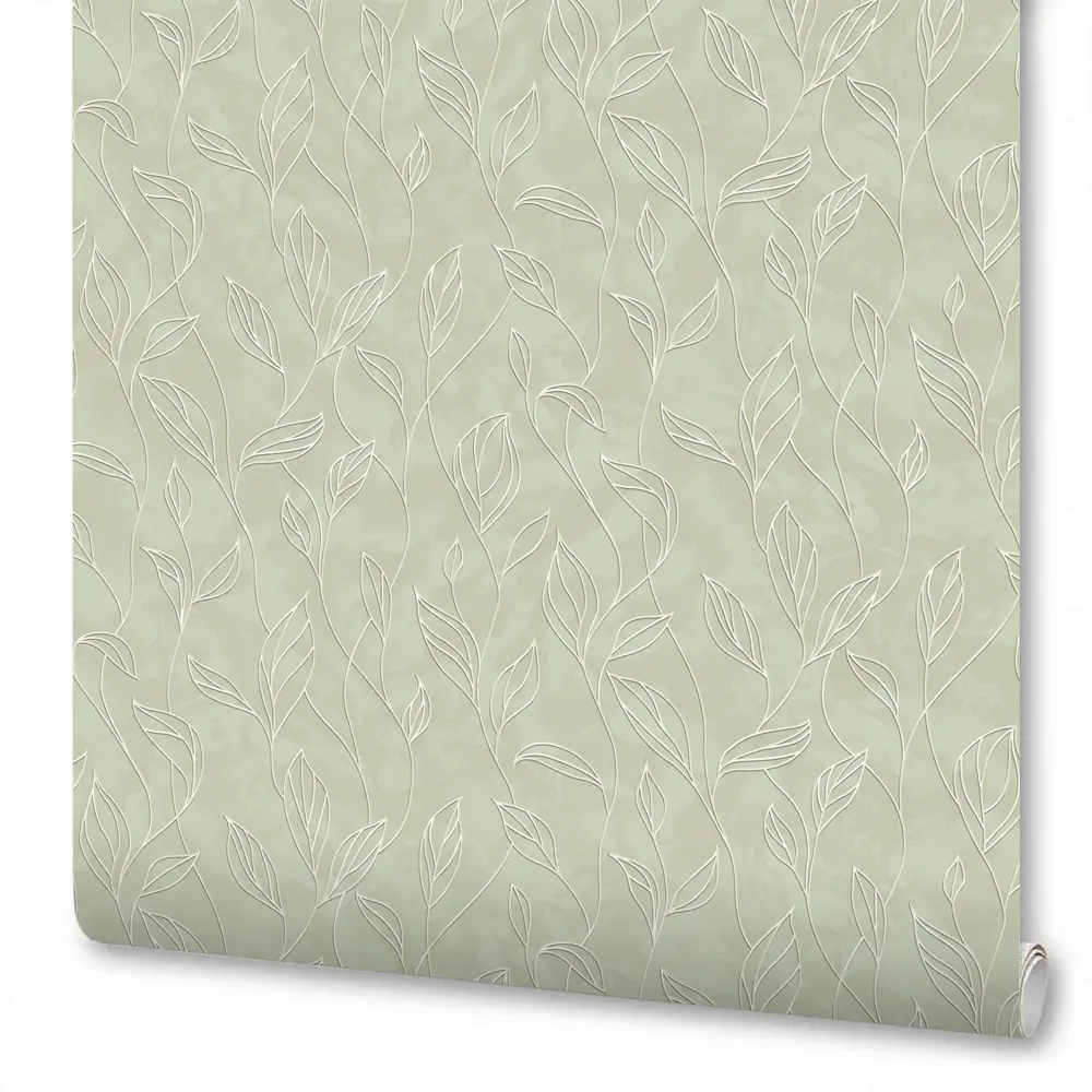 Обои флизелиновые Wallsecret Liola с растительным рисунком, зеленые, 1.06 м 89423682 STLM-1564294