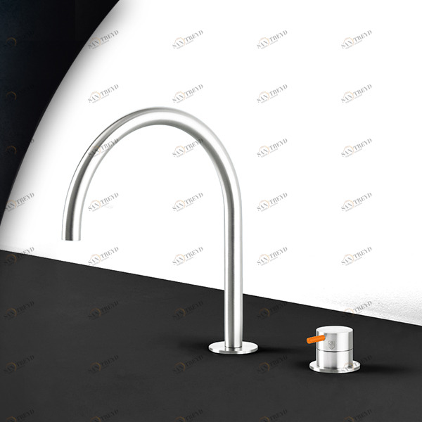 Кухонный смеситель сталь глянцевая с оранжевой ручкой Kitchen Radomonte TKI32LCIL24 Кухонные смесители Radomonte TKI32LCIL24KITCHEN