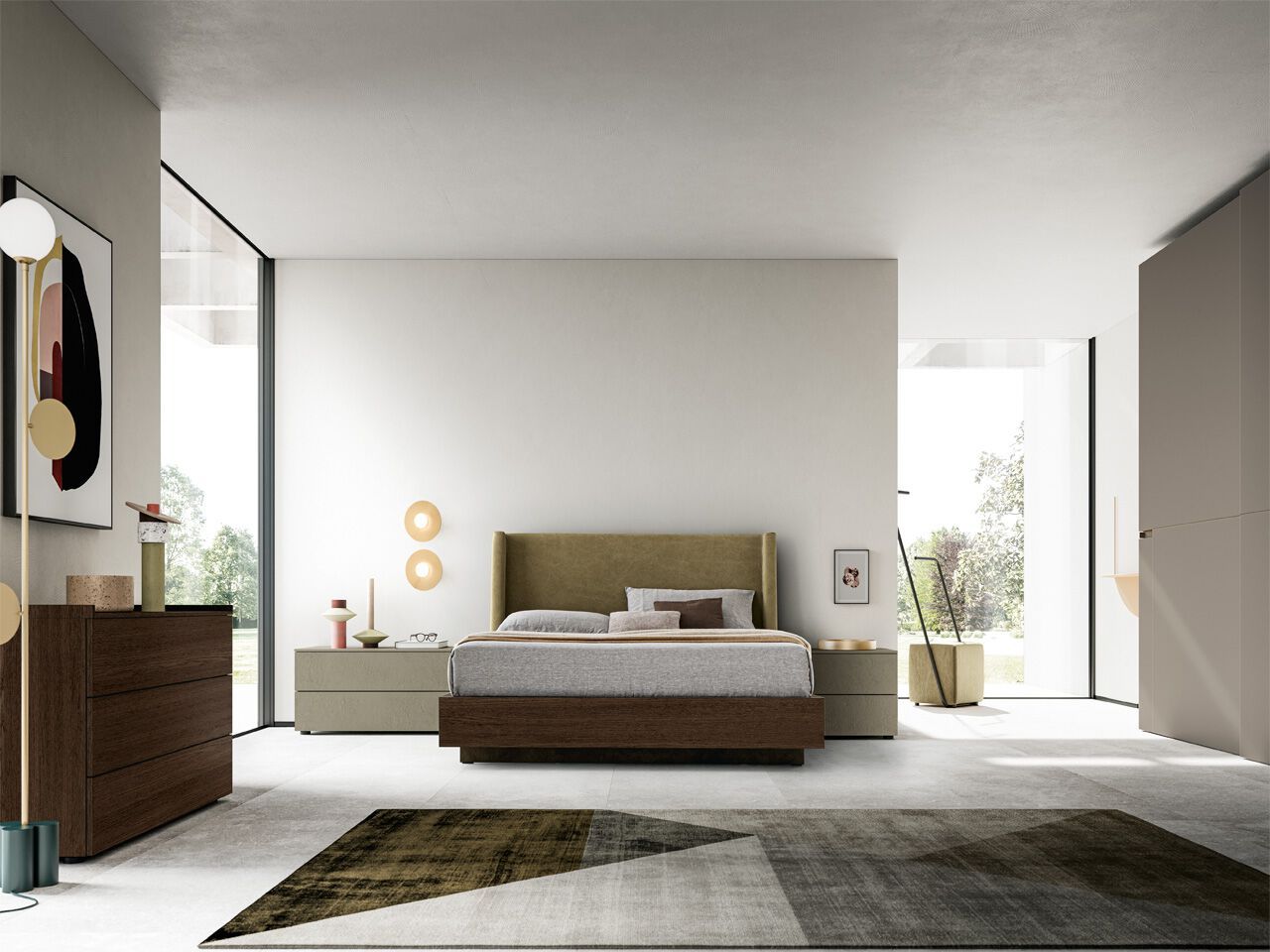 Деревянная двуспальная кровать с мягким изголовьем Santalucia Mobili LIBECCIO ARCH-00019340