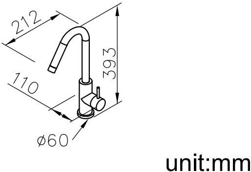 JUSTIME Смеситель для кухни на столешнице из нержавеющей стали Still one 7770-96-80s1 - Вид №1