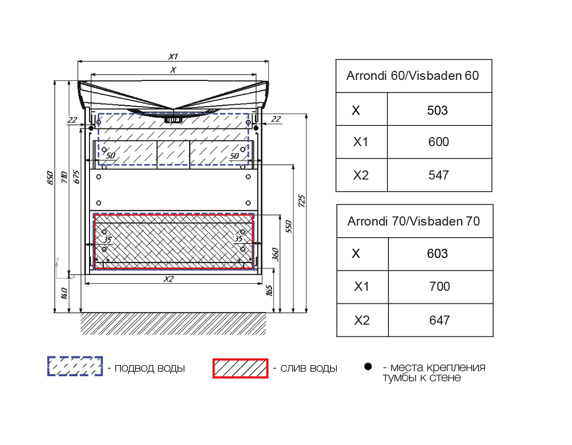 У69560 Тумба Arrondi 60П 2в.я. White 1 Marka Art - Вид №2