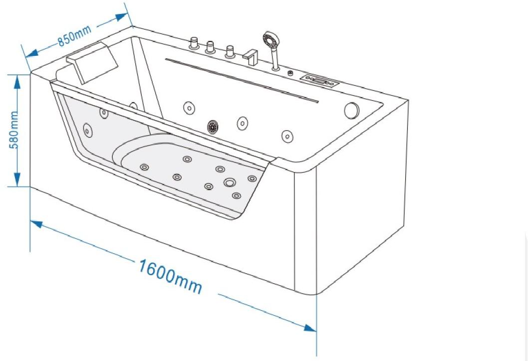 Ванна гидромассаж. GR-16085 (85x160x58) GROSSMAN  - Вид №1