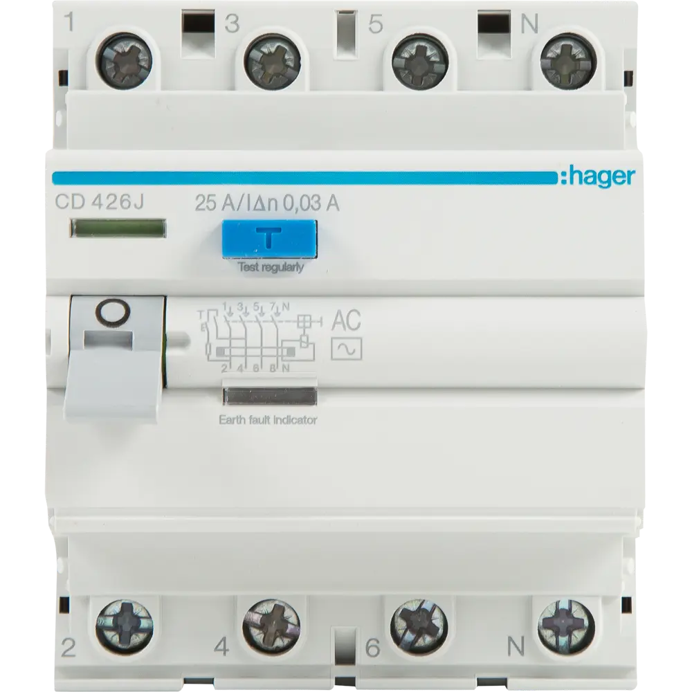 УЗО Hager CD426J 3P N 25 A 30 мА 6 кА AC STLM-2161854 - Вид №1
