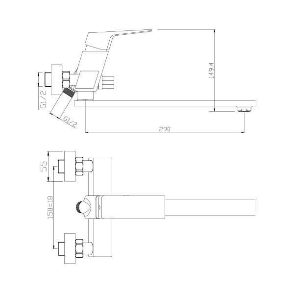 35-L35P GRANO black  Смеситель универсальный  ARGO kran 35l35pgranoblack - Вид №1