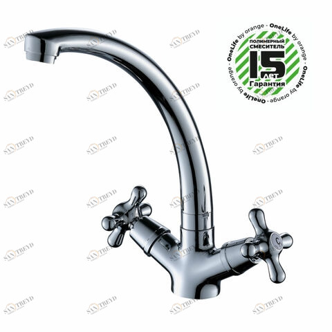 Orange OneLife P03-006cr Полимерный двухвентильный смеситель для кухни, цвет: хром Хром sun-id-1517126