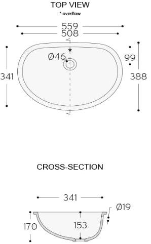 810, 815, 820 Подвесная раковина настенная овальная Corian® Design  белая  - Вид №7