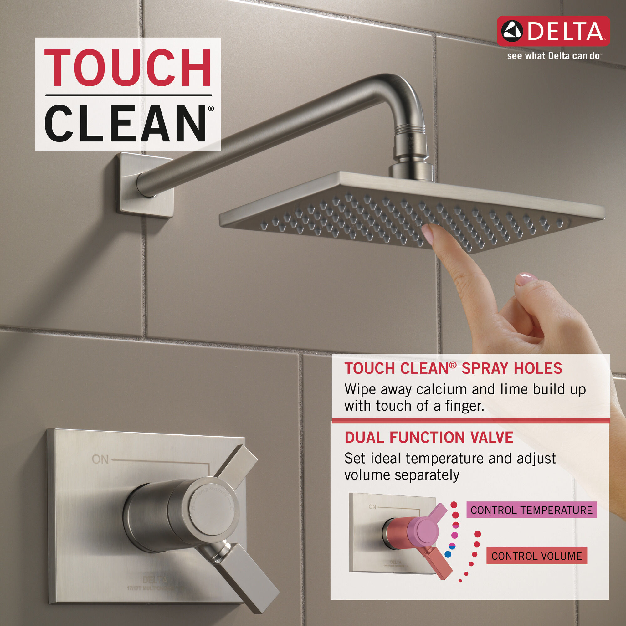 T17T253-SS Отделка для душа TempAssure® серии 17T Delta Faucet Vero Нержавеющая сталь - Вид №14