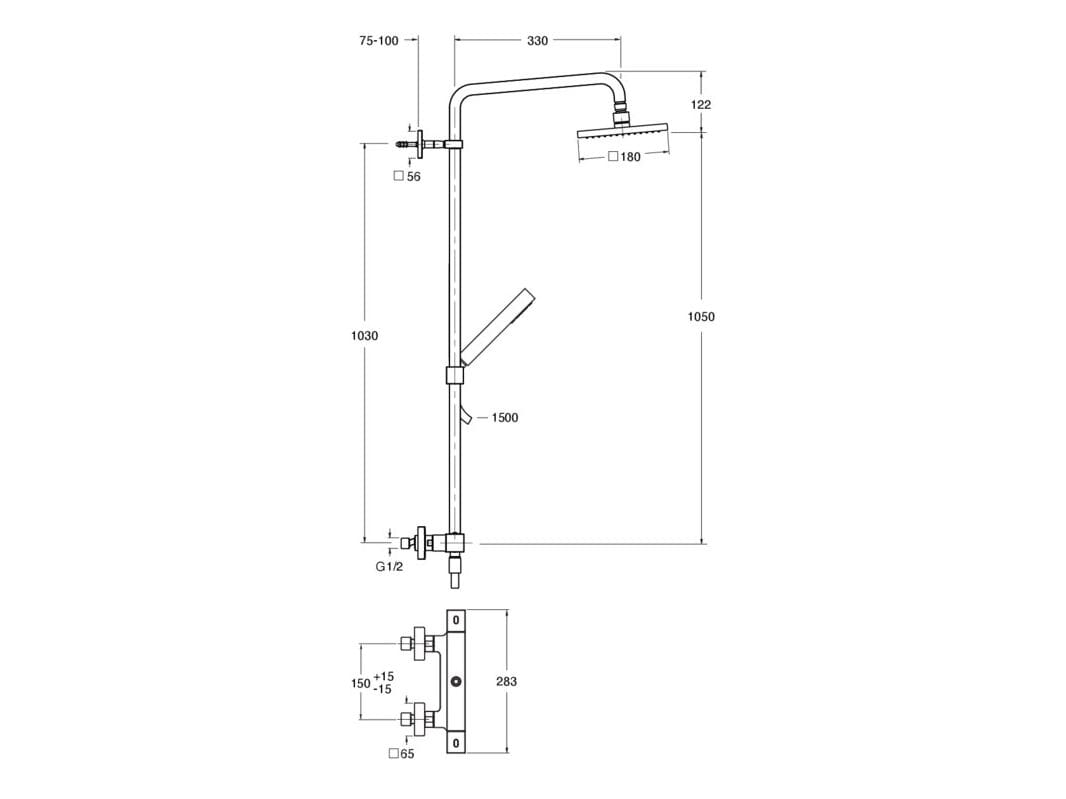 Термостатическая душевая колонка с ручным душем CRISTINA Rubinetterie душевые колонны-Shower &amp ARCH-00099463 - Вид №2