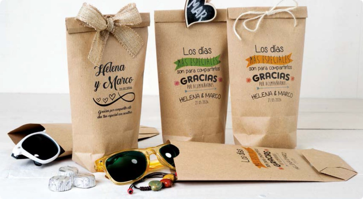 E107.07.1 PERS Индивидуальная сумка kraft «спасибо за поделиться…», 50 единиц Dekoraniaevents Bodas  - Вид №1