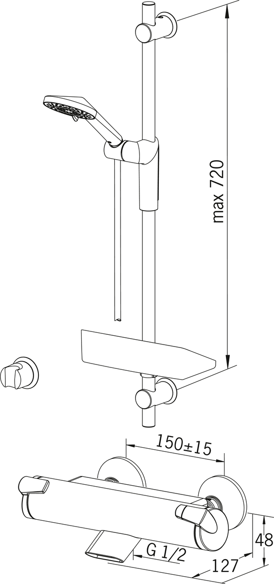 Oras 7149U Смеситель для ванны и душа с комплектом 7149U Optima Хром  - Вид №2