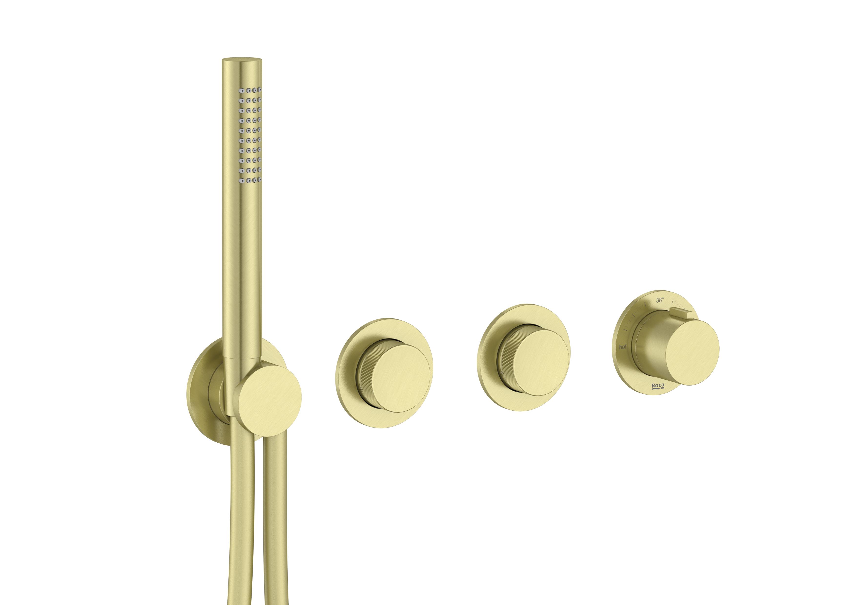 Латунный термостатический смеситель для душа с 4 отверстиями и ручным душем Roca T_Multi ARCH-00139640 - Вид №3