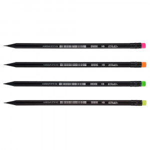 1204SB Карандаш чернографитовый CROCK из черного дерева с ластиком HB ассорти STILSY