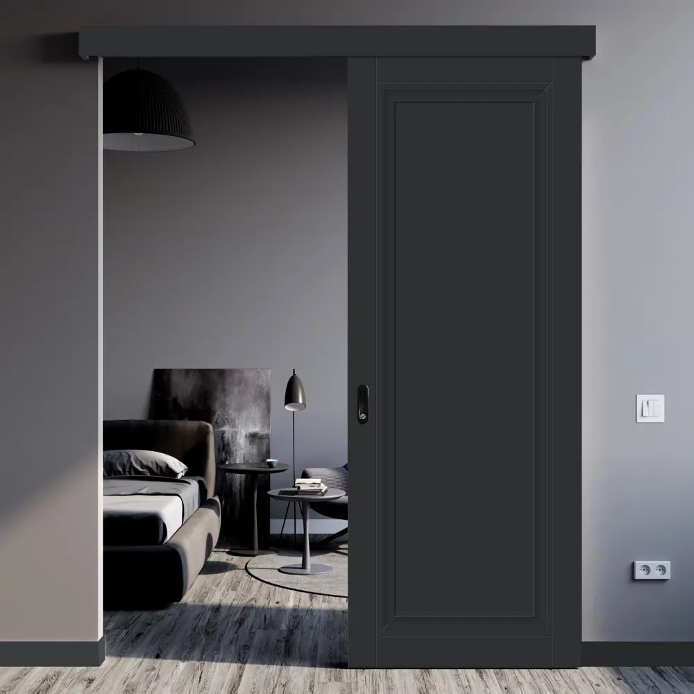 Дверь межкомнатная глухая Нобиле 90x200 см Hardflex цвет антрацит с замком МАРИО РИОЛИ STLM-2202390 - Вид №7