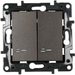 Выключатель двухклавишный с подсветкой/индикацией - Legrand Structura - 10А 250В безвинтовые зажимы - магнезиум 82064651 STLM-2082750