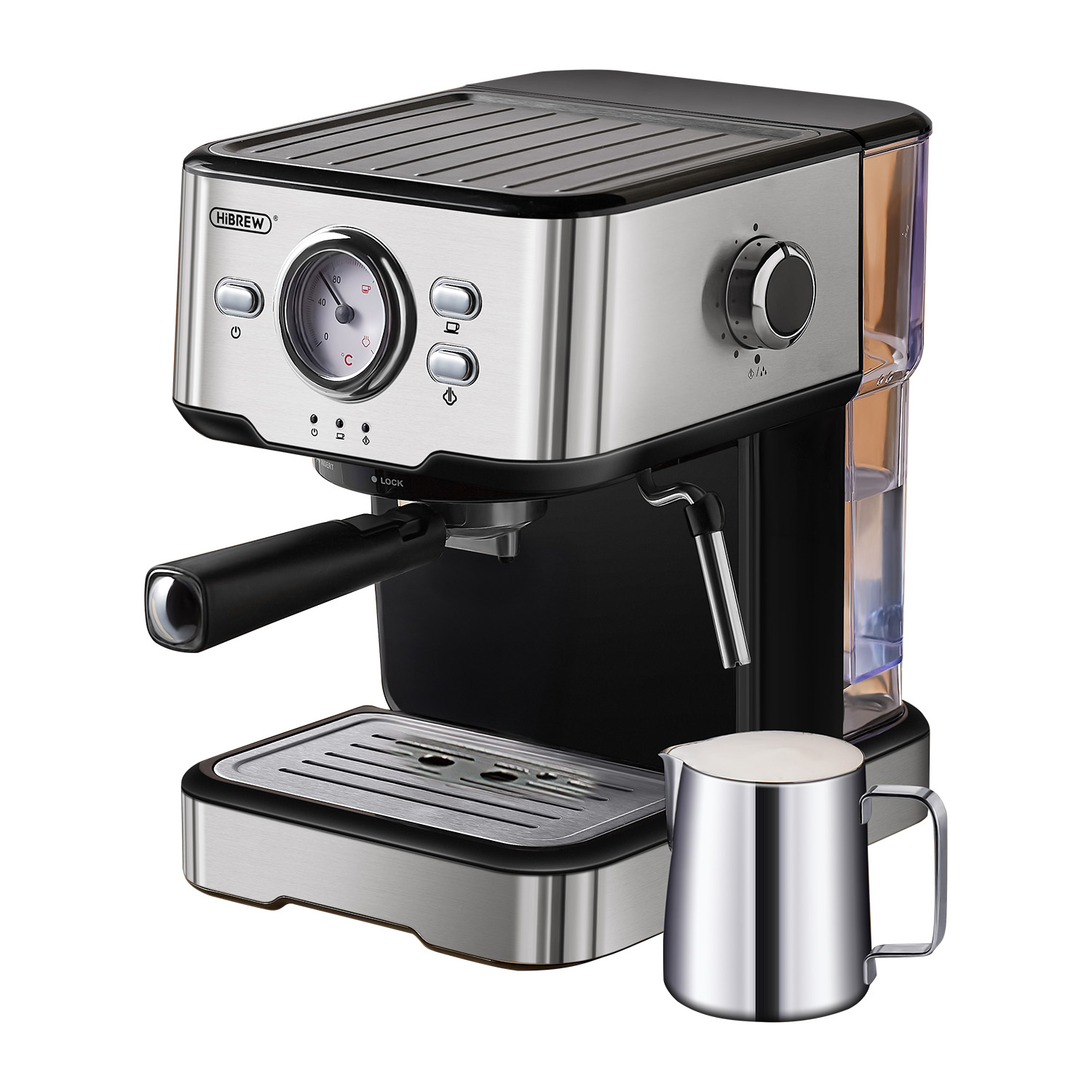 9156827 Кофеварка рожковая Hibrew CM5403 серебристый STDN-0042990 - Вид №4