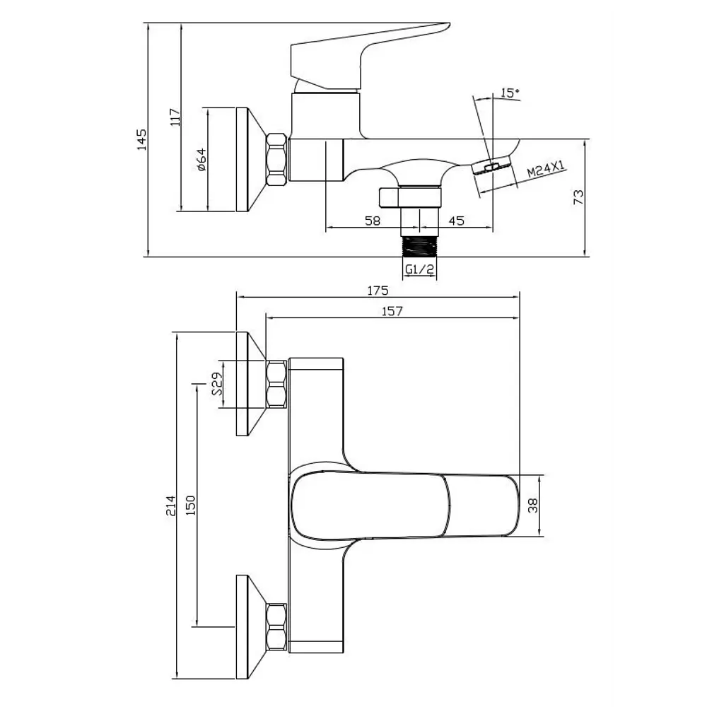 Смеситель для ванны Iddis Ridge RIDBL02i02WA однорычажный цвет черный STLM-2056170 - Вид №2