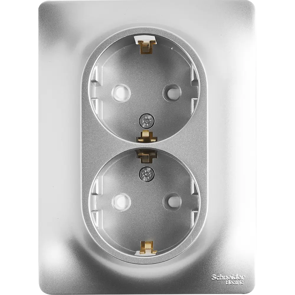 Schneider Electric Glossa — двойная розетка с заземлением в алюминиевом исполнении 86710200 STLM-0070813