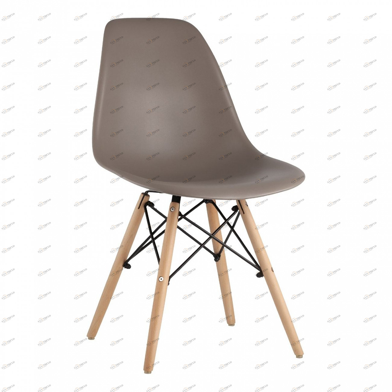 Стул со спинкой темно-серый с деревянными ножками Eames EAMES ДИЗАЙНЕРСКИЕ, EAMES DSW 00-3882008 Серый 
