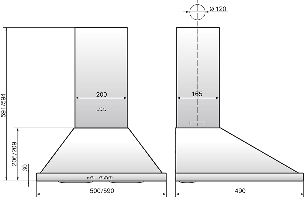 1080578 Вытяжка каминная ELIKOR Оптима 60П-400-К3Л белый STDN-0082533 - Вид №9