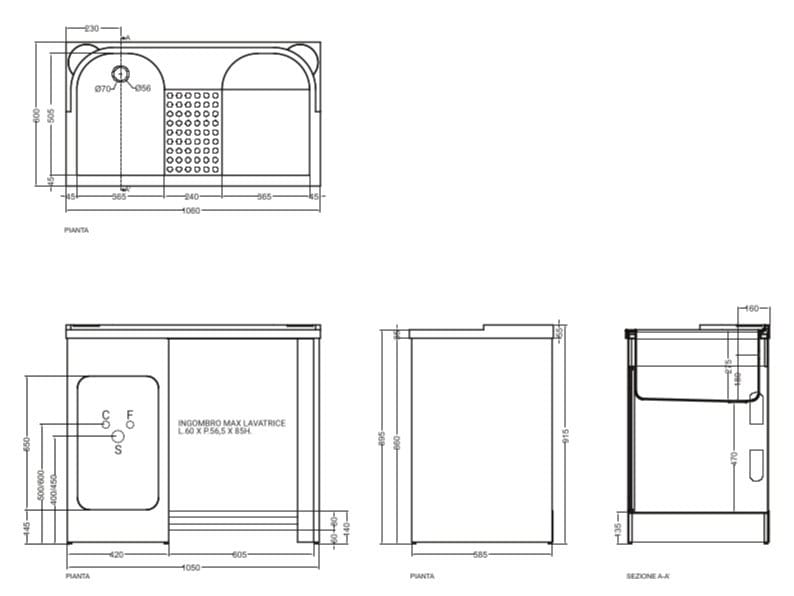 Открытый ABS прачечная шкаф с полкой полуострова COLAVENE Lavacril ARCH-00073780 - Вид №8