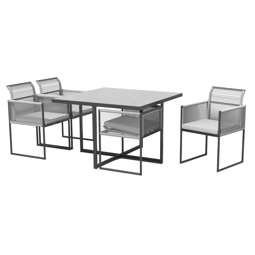 Набор садовой мебели для обеда BEGINIA Compass Сталь Стол, кресло 4 шт Серый / серебристый STLM-2192824 - Вид №1