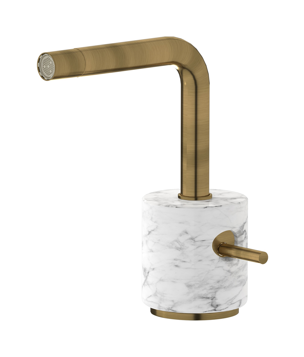 Смеситель для биде на 1 отверстие в комплекте с донным клапаном. WE ARE IB mm220mb_1 Modern Bronze Marmo