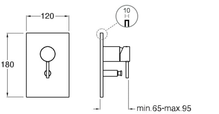 ABS однорычажный 2-луночный смеситель для душа / ванны с пластиной CRISTINA Rubinetterie Phi ARCH-00026756 - Вид №1