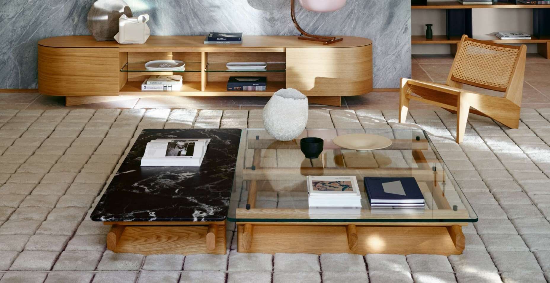 Мраморный прямоугольный низкий журнальный столик CASSINA Sengu ARCH-00006197 - Вид №1