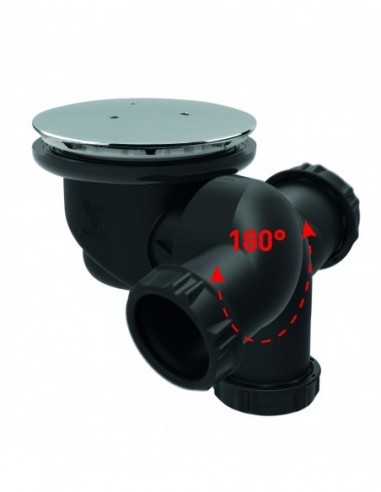577800 000 00  Водоотводящий желоб для душевого поддона Д. 90 мм, круглая крышка из АБС-пластика, разнонаправленный выход, NC, хромирование Valentin Хром  - Вид №2