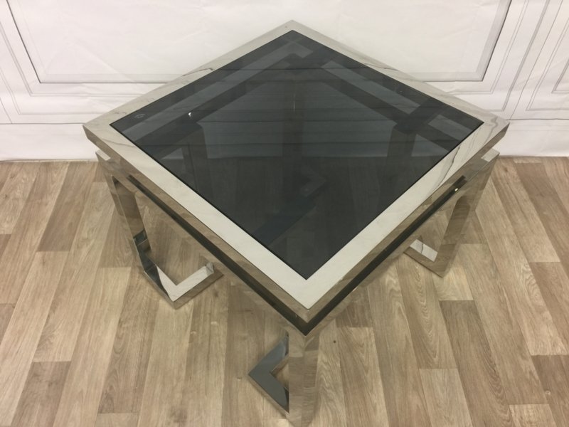 Журнальный столик квадратный со стеклянным топом 65 см Palmer от Eichholtz EICHHOLTZ  242390 Прозрачный;хром  - Вид №6