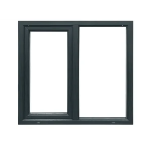 Пластиковое окно ПВХ VEKA двустворчатое 130x100 мм (ВxШ) однокамерный стеклопакет цвет белый/серый антрацит