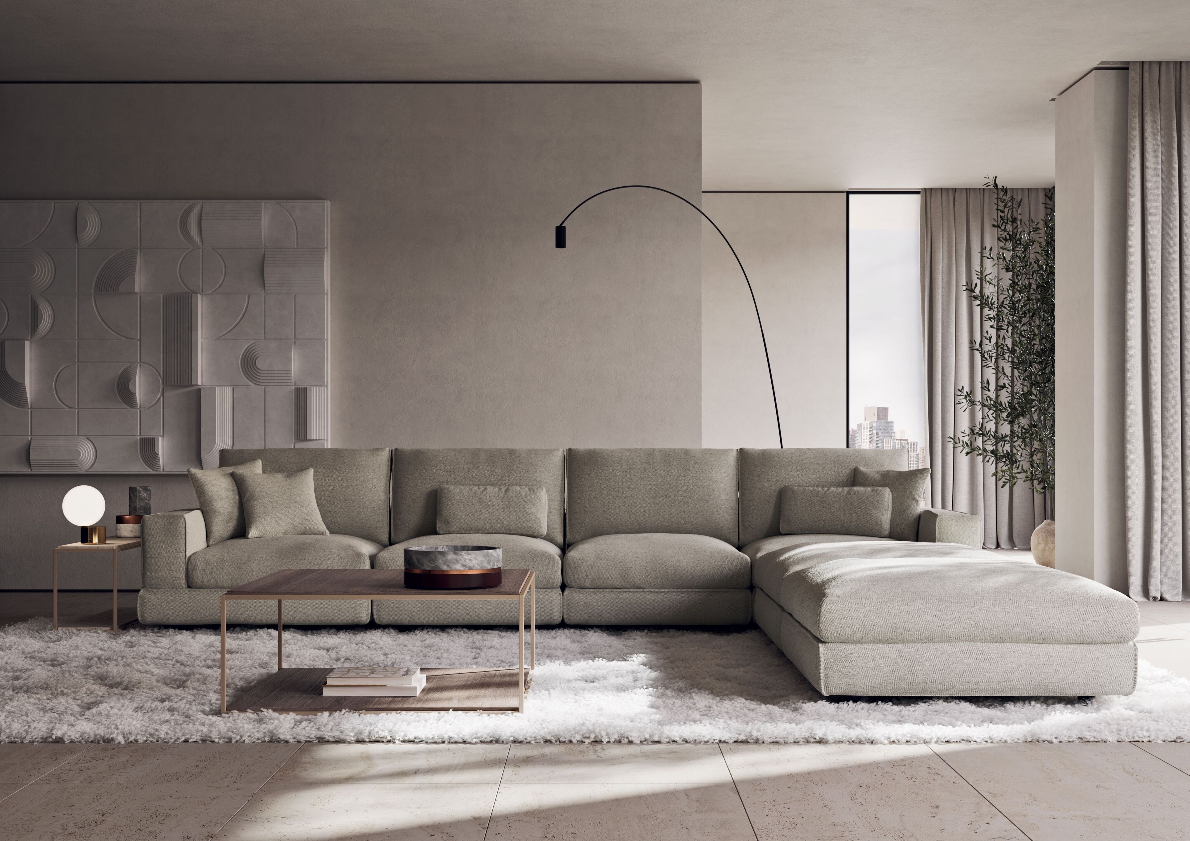 Тканевый диван с полуостровом Kico Living Complements ARCH-00024886 - Вид №1