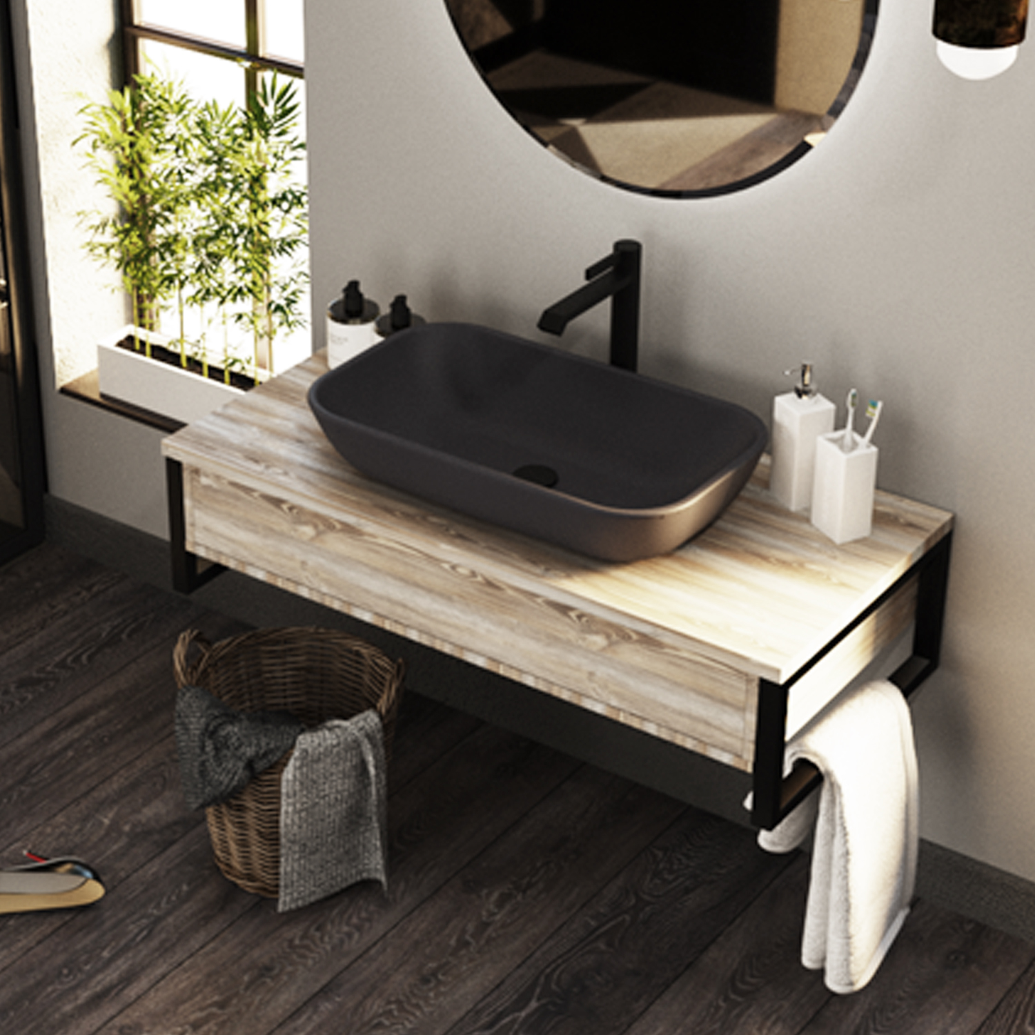 INFSLWB25 Накладной умывальник 60 Color Grey Stone SANITA LUXE Infinity - Вид №2