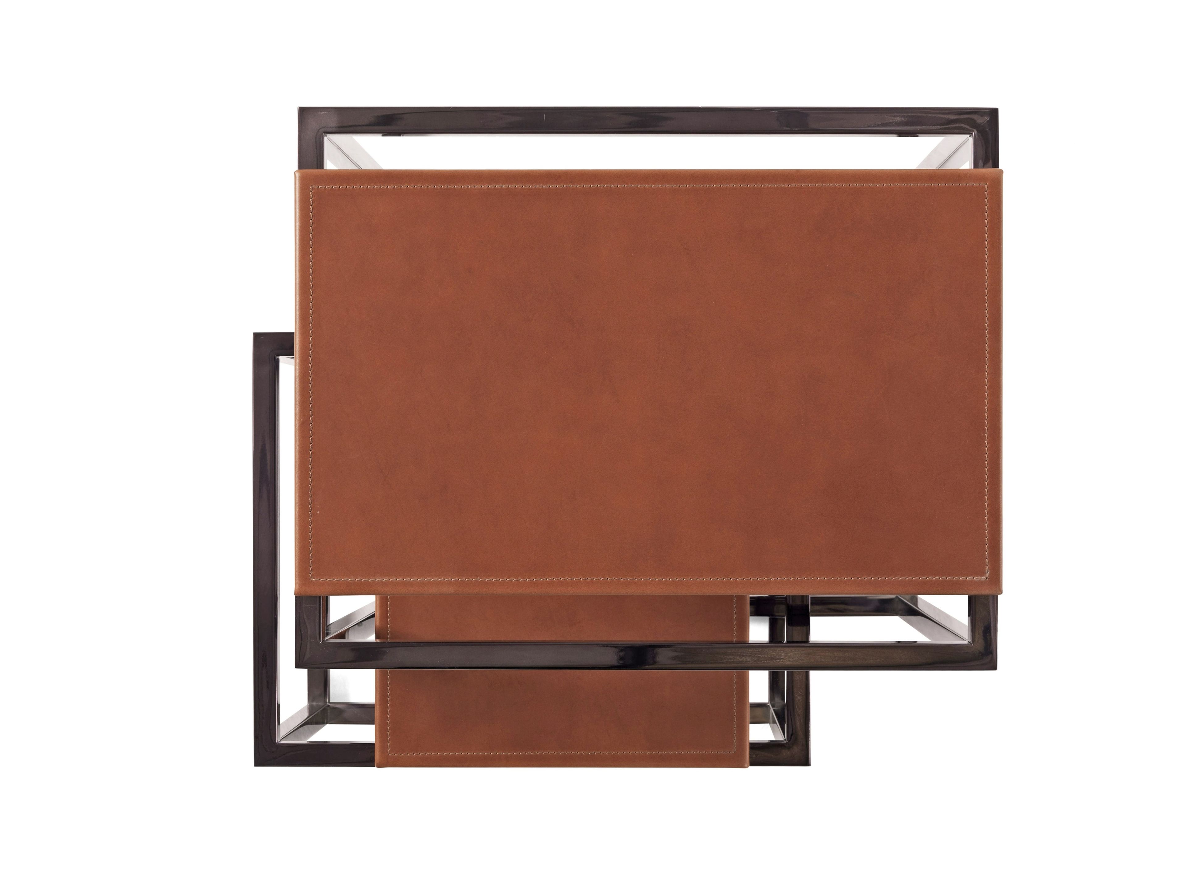 Прямоугольный журнальный столик из хромированной стали и кожи Gianfranco Ferré Home Matrix ARCH-00120809 - Вид №2