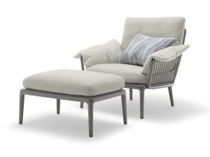 Кресло для сада с подлокотниками из алюминия и полиэстера