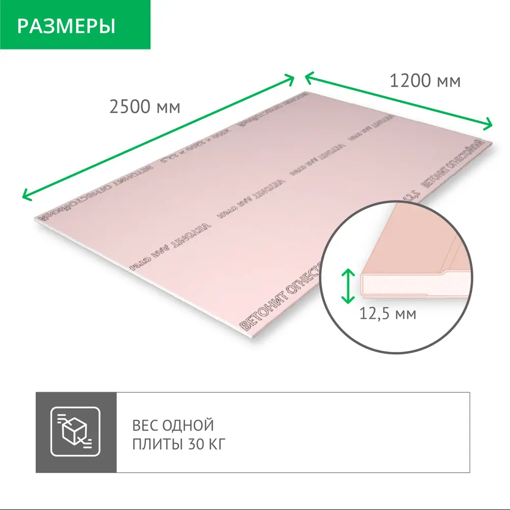Гипсокартон огнестойкий 12.5 мм Vetonit 2500x1200 мм 3 м² STLM-2180234 - Вид №6