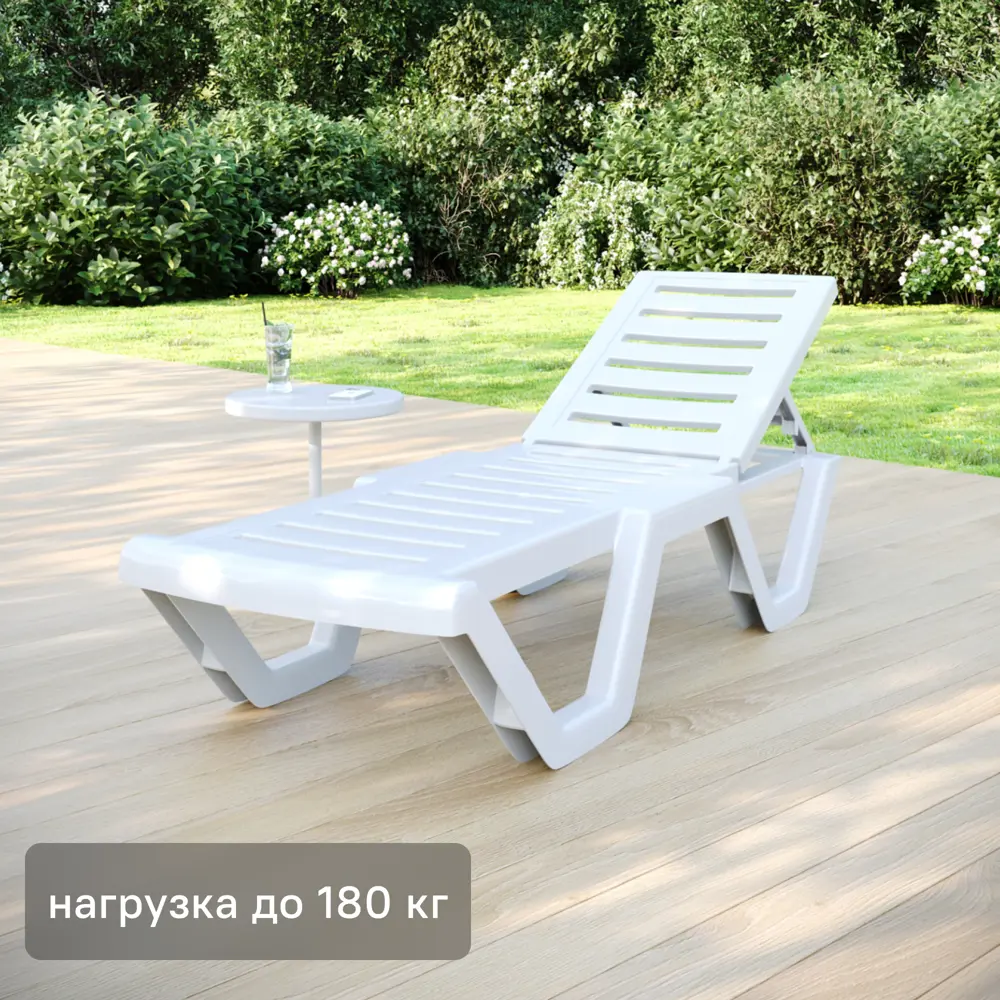 Шезлонг Атлант 186x63x32 см пластик белый 84023959 STLM-2089380 Santreyd