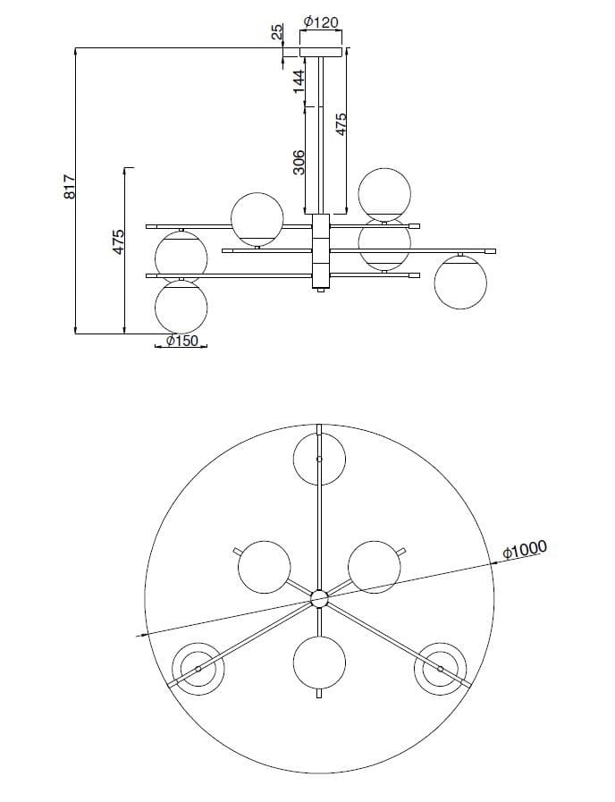 Подвесной светильник из металла и матового стекла Maytoni ностальгия ARCH-00039532 - Вид №6