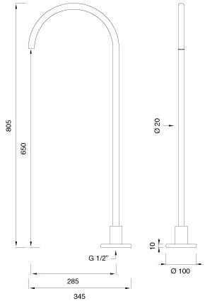 Ceadesign Напольный излив из нержавеющей стали для ванны Free ideas Fre 212 - Вид №1