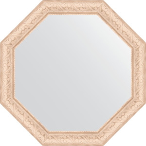 BY 3971 Зеркало в багетной раме - беленый дуб 57 mm EVOFORM Octagon