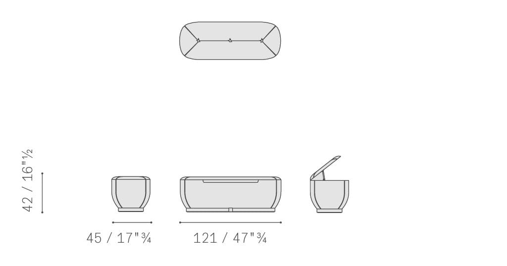 Кожаная мягкая скамейка для хранения Poltrona Frau коллекция-мебель и аксессуары ARCH-00102266 - Вид №2