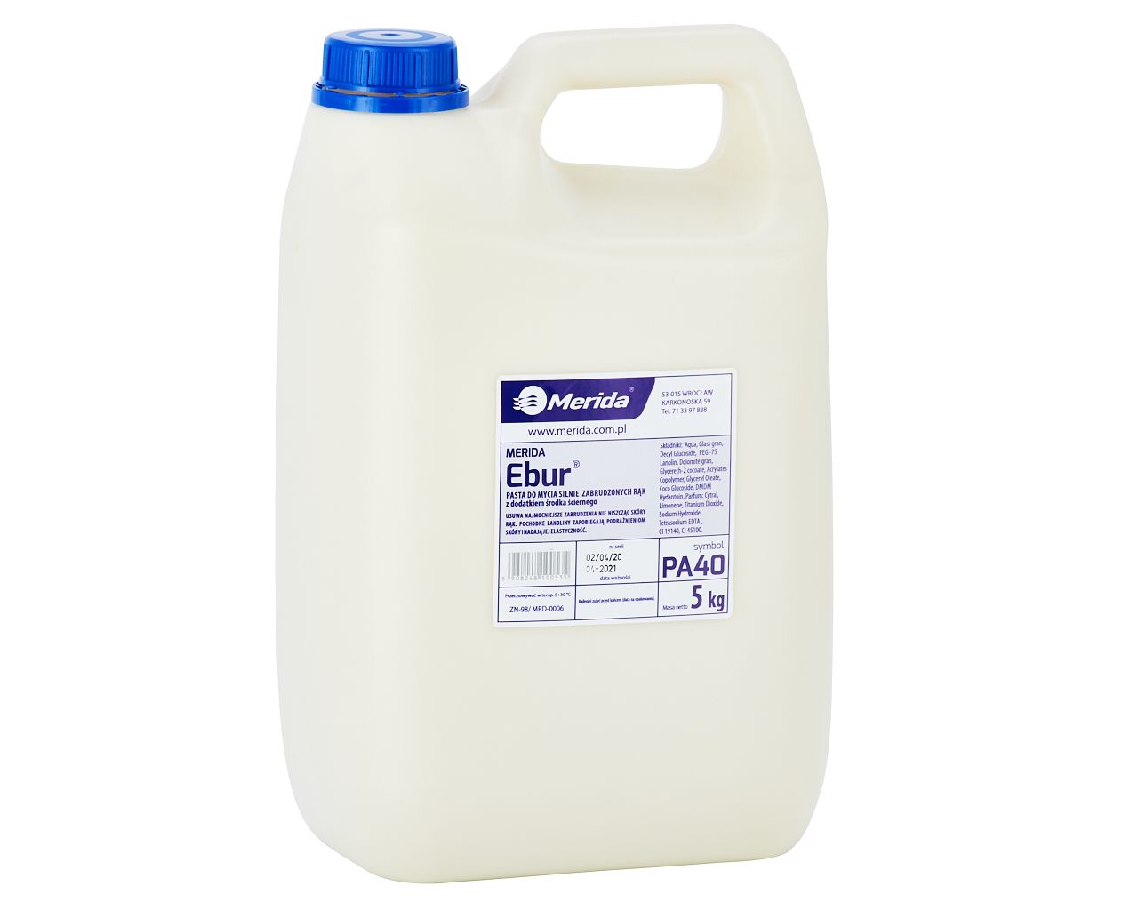 PA40 Паста для мытья сильно загрязненных рук ЭБУР, канистра 5 кг Merida 