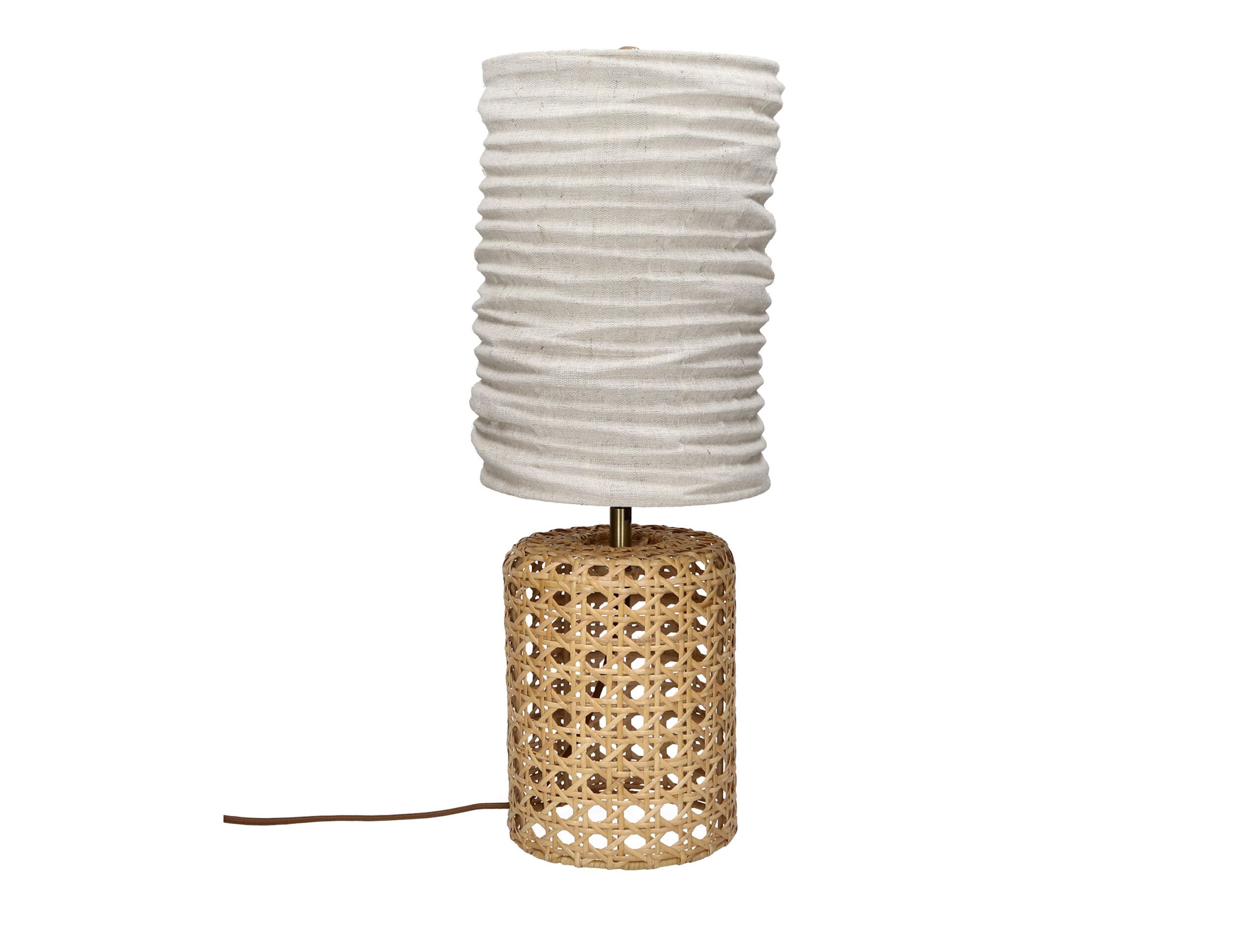 Настольная лампа из ротанга и льна POMAX мастер ARCH-00008573