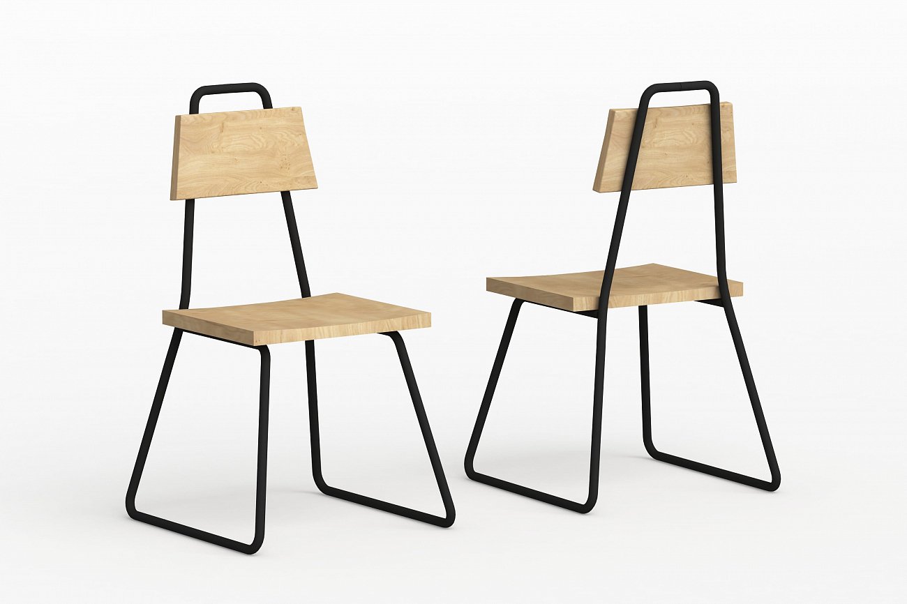 Стул с металлическими ножками и деревянным сиденьем темно-коричневый Bauhaus WOODI  00-3966230 Коричневый  - Вид №1
