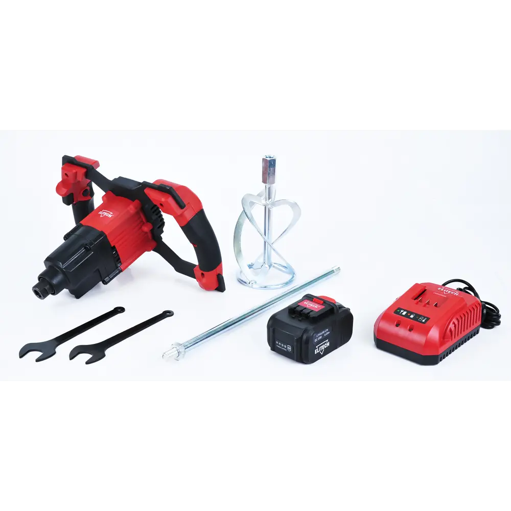 Миксер строительный аккумуляторный Elitech МСА 18БЛ2, 18 В Li-ion 1x4Ач 82351276 STLM-2171365  - Вид №1