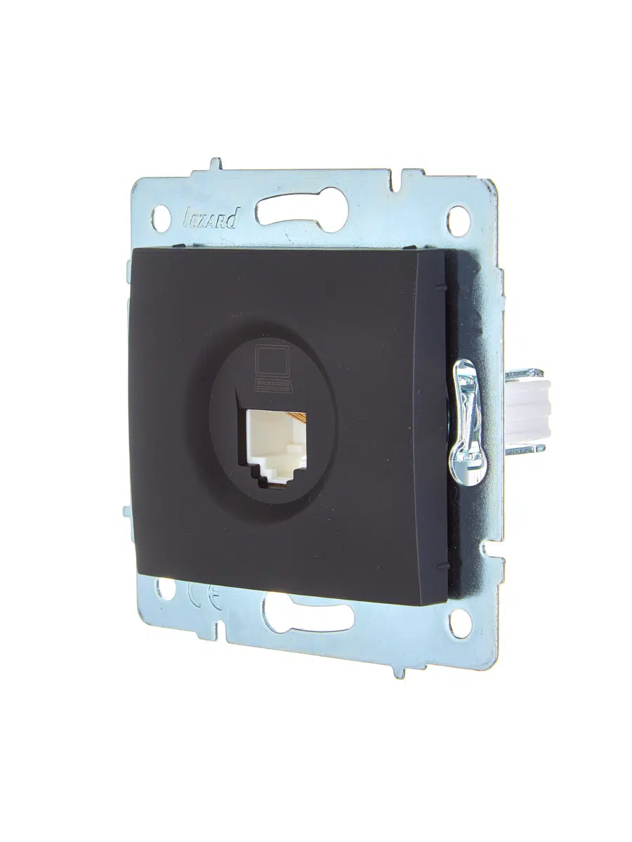 ASTI Розетка компьютерная чёрный бархат механизм LEZARD 7081-4288-139 - Вид №2