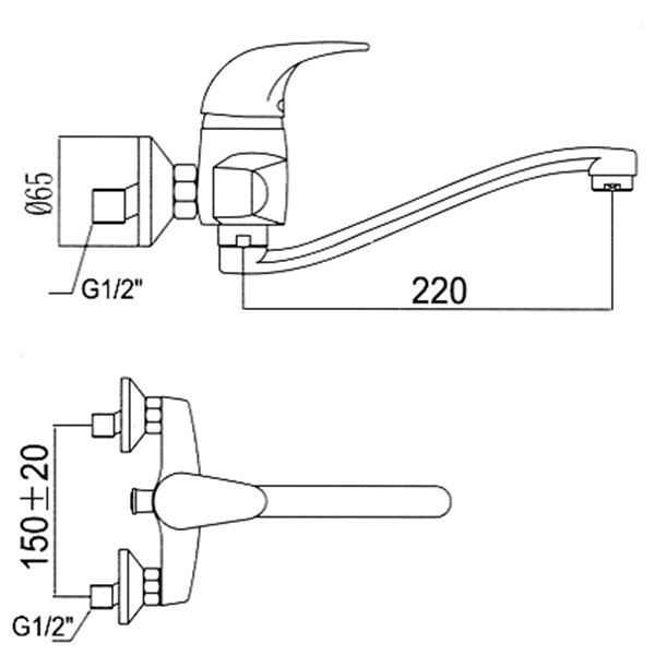 Смеситель для кухни San Fonte 2126 Med настенный. 2126 Med 11161278 - Вид №1