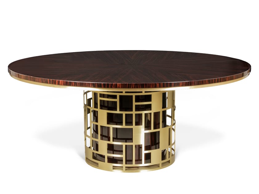 Круглый обеденный стол из латуни и черного дерева JOSÉ LEITE DE CASTRO Halt ARCH-00096548