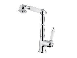 Смеситель для кухни из хромированной латуни со съемным ручным душем